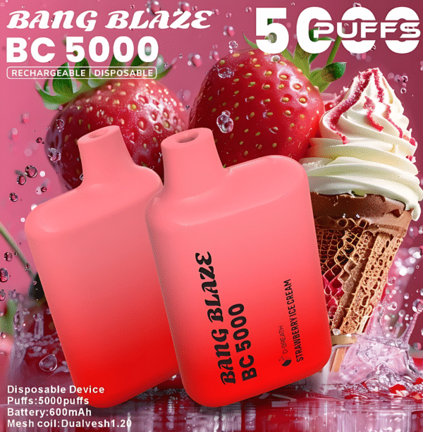新款 BC5000-DSK062 一次性電子煙 – 5000口超大容量風味豐富可充電，Bang Blaze BC5000-DSK062 新品推薦，夏季派對解癮首選！